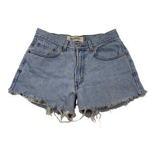 Levis 550 Distressed Cutoff Denim Shorts Size 32 Light Wash Fringe Festival